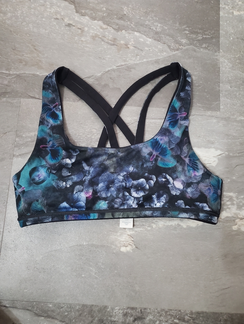 Ivivva By Lululemon Reversible Sports Bra. Black, Floral. Strappy Back. Size 12.